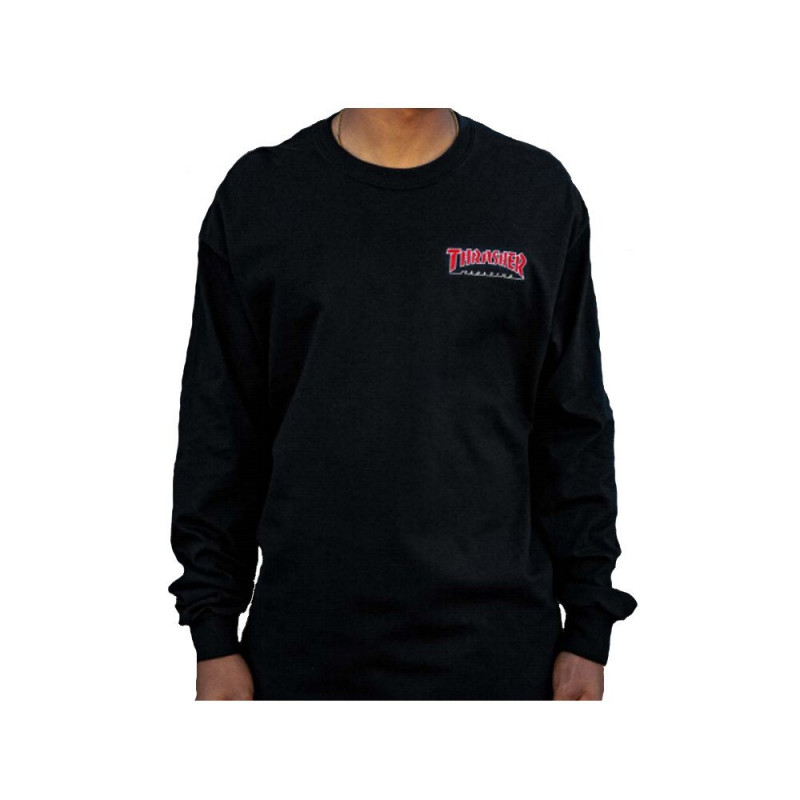 Thrasher Embroidered Outlined Longsleeve Black