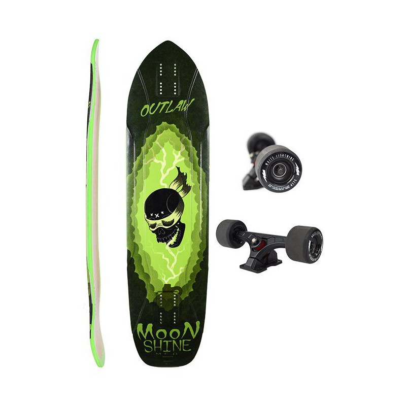 Moonshine Outlaw Black/Green - Longboard Complete