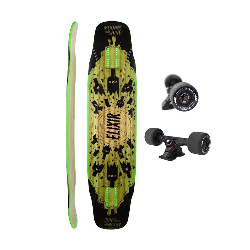 Moonshine Elixir Zwart/Green - Longboard Complete