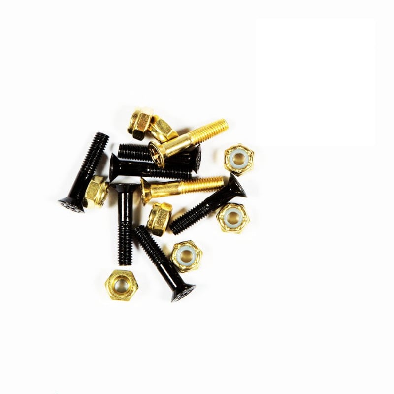 Independent Hardware 1" Black/Gold Phillips Bolts