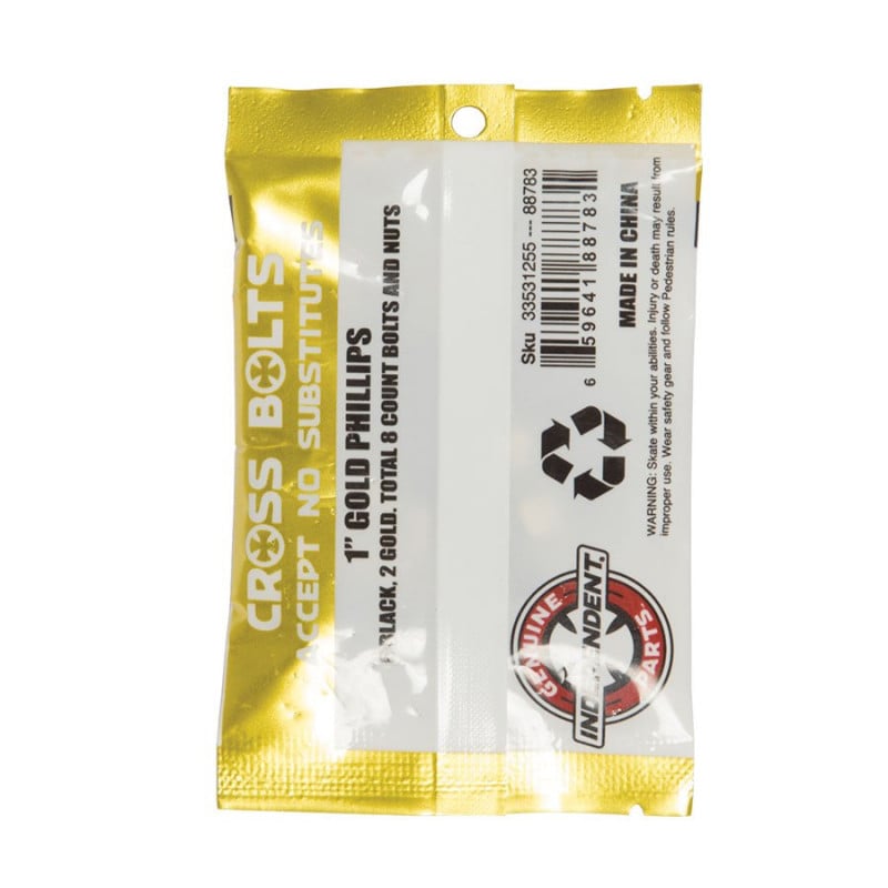 Independent Hardware 1" Black/Gold Phillips Bolts