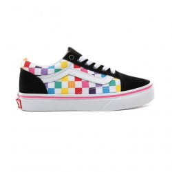 Vans Old Skool Kids Chaussures Checkerboard Rainbow/True White