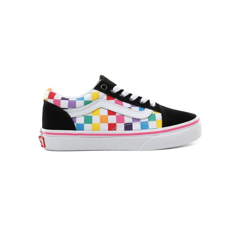 Vans Old Skool Kids Scarpe Checkerboard Rainbow/True White