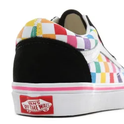 Vans Old Skool Kids Chaussures Checkerboard Rainbow/True White