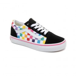 Vans Old Skool Kids Scarpe Checkerboard Rainbow/True White