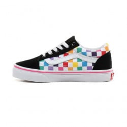 Vans Old Skool Kids Schoenen Checkerboard Rainbow/True White