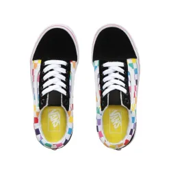 Vans Old Skool Kids Chaussures Checkerboard Rainbow/True White