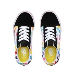 Vans Old Skool Kids Schoenen Checkerboard Rainbow/True White