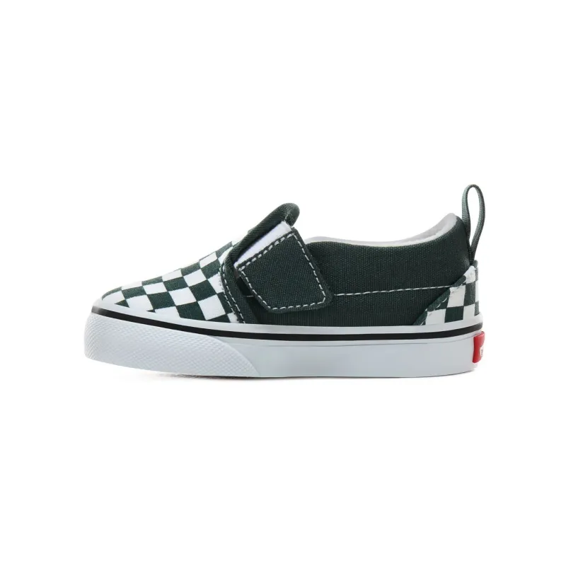 Vans Slip-On V Toddler Schoenen Checkerboard Trekking Green/True White