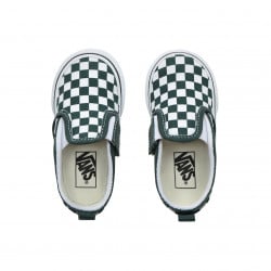 Vans Slip-On V Toddler Shoes Checkerboard Trekking Green/True White