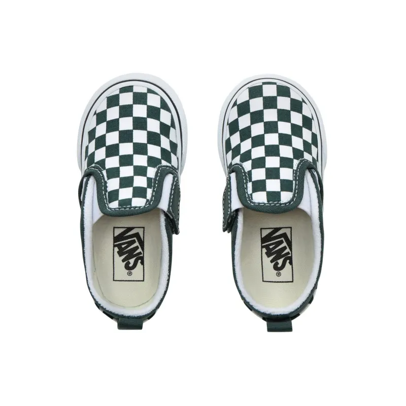Vans Slip-On V Toddler Schoenen Checkerboard Trekking Green/True White