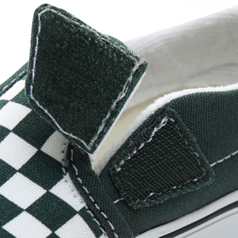 Vans Slip-On V Toddler Schoenen Checkerboard Trekking Green/True White