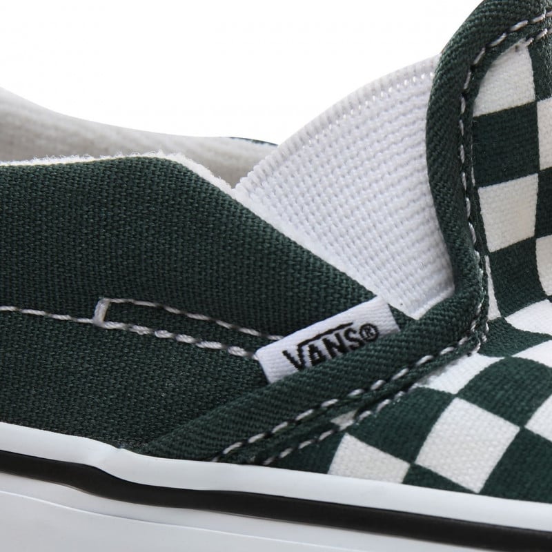 Vans Slip-On V Toddler Shoes Checkerboard Trekking Green/True White