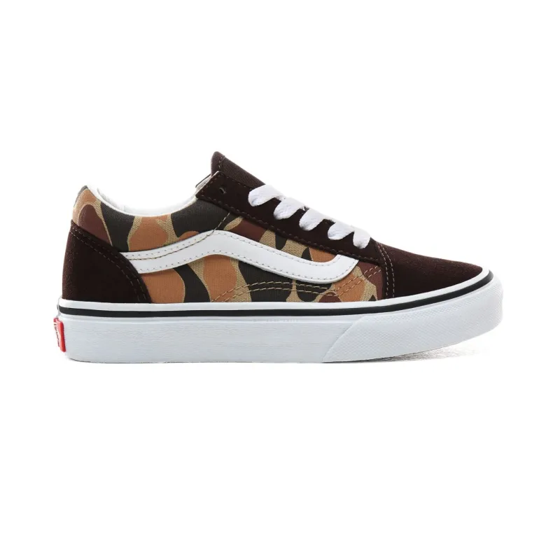Vans Old Skool Kids Schoenen (Vintage Camo) Chocolate torte/True White