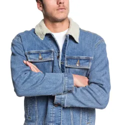 Quiksilver Denim Jacket Sherpa Used Blue