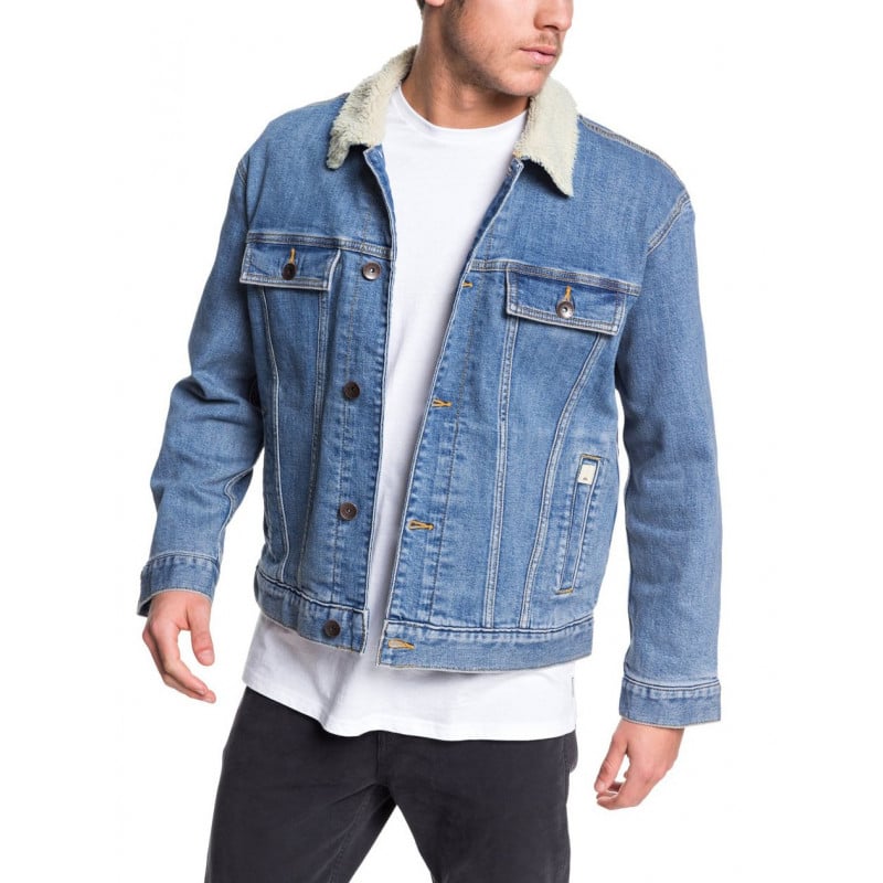 Quiksilver Denim Jacket Sherpa Used Blue