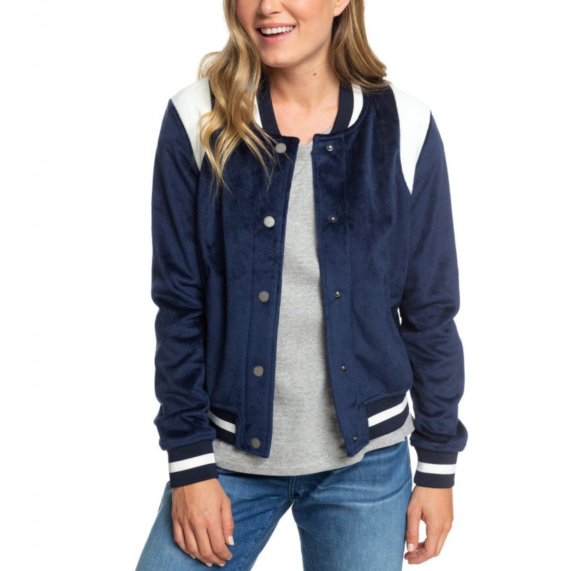 Roxy Stormy Waters Polar Fleece Bomber Jacket Mood Indigo Roxy Stormy Waters Polar Fleece Bomber Jacket Mood Indigo