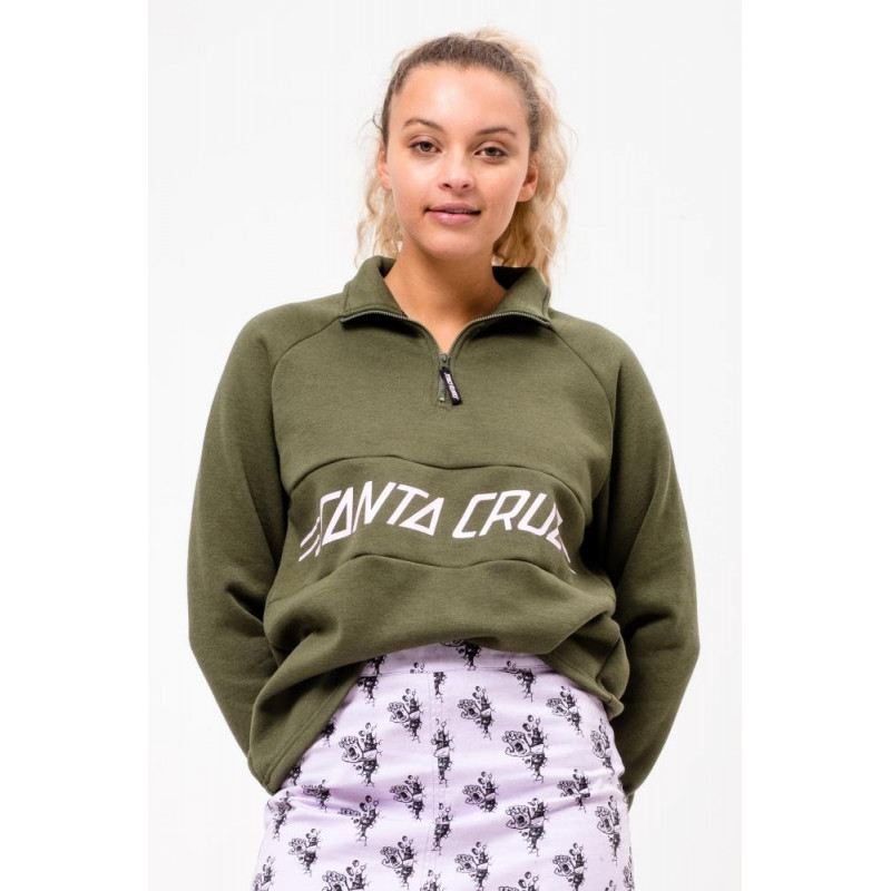 Santa Cruz Pinline Women 1/4 Zip Crew Military Green Santa Cruz Pinline Women 1/4 Zip Crew Military Green
