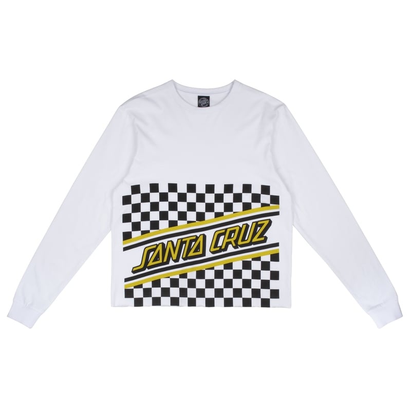 Santa Cruz Checker Cut Off Women's Longsleeve White Santa Cruz Checker Cut Off Women's Longsleeve White