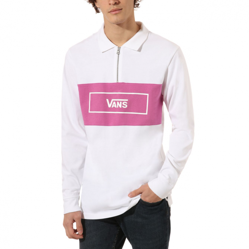 Vans Hewitt Quarterzip Longsleeve Polo White Vans Hewitt Quarterzip Longsleeve Polo White