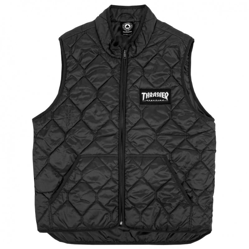 Thrasher Magazine Logo Vest Bodywarmer Black Thrasher Magazine Logo Vest Bodywarmer Black