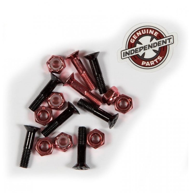 Independent Hardware 1" Black/Red Phillips Bolts