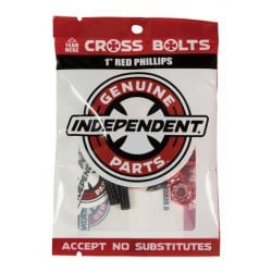 Independent Hardware 1" Black/Red Phillips Bolts