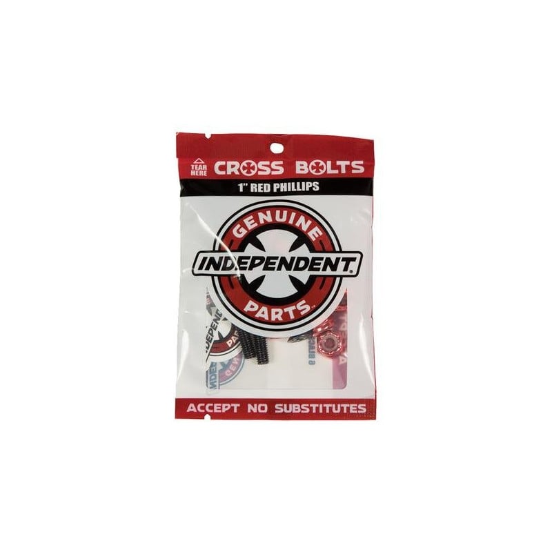 Independent Hardware 1" Zwart/Red Phillips Bolts