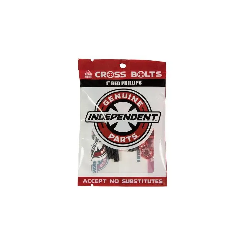 Independent Hardware 1" Black/Red Phillips Bolts