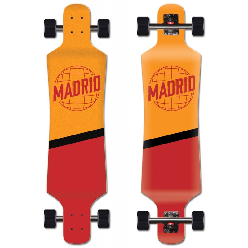 Madrid Spade Top-Mount World Orange/Red 39” - Longboard Complete