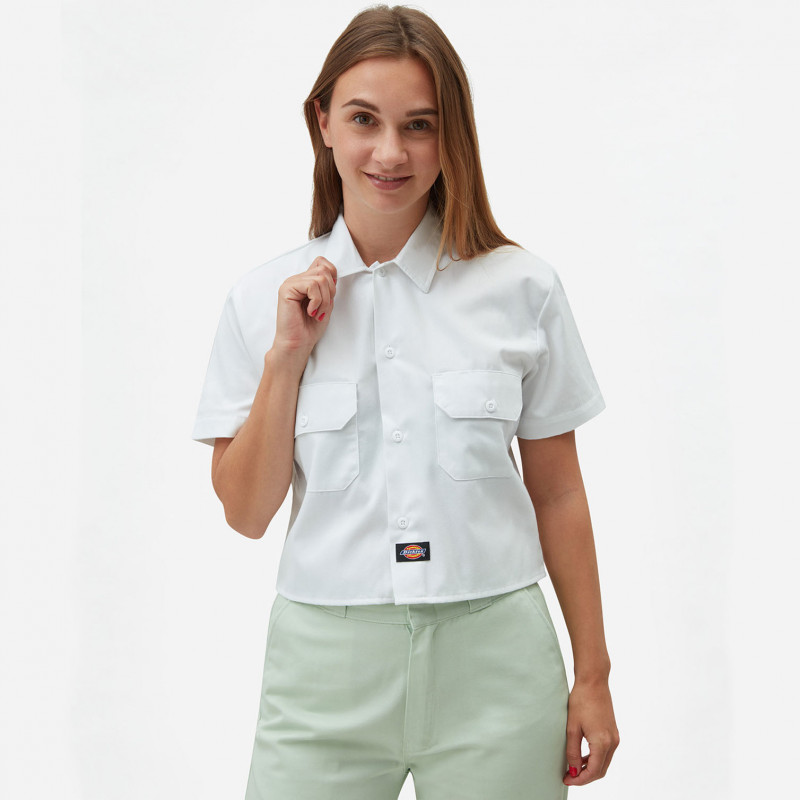 Dickies Silver Grove Womens Cropped Shirt White