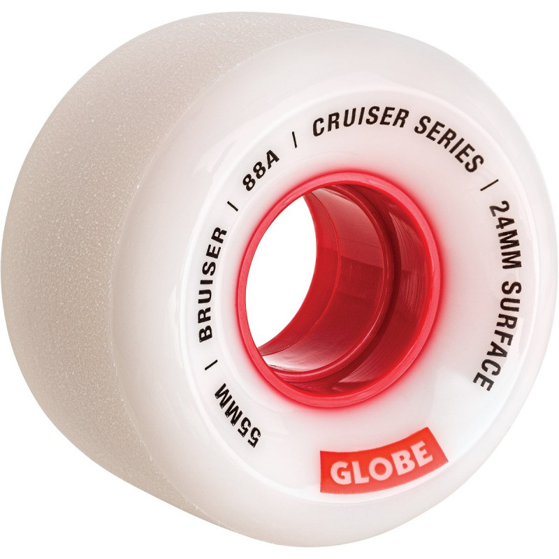Globe Bruiser White Red 55mm 88a - Cruiser Skateboard Wheels Globe Bruiser White Red 55mm 88a - Cruiser Skateboard Wheels