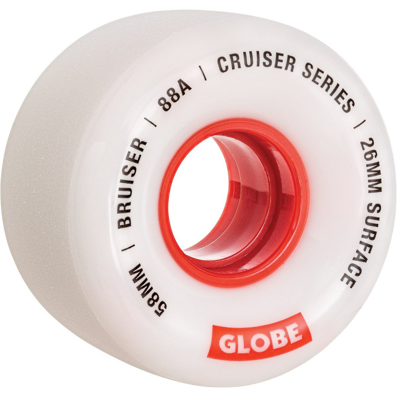 Globe Bruiser White Red 58mm 88a - Cruiser Skateboard Rollen