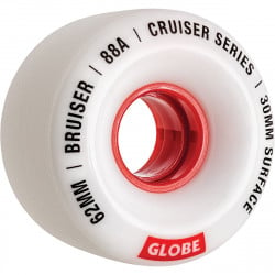 Globe Bruiser White Red 62mm 88a - Cruiser Skateboard Wheels