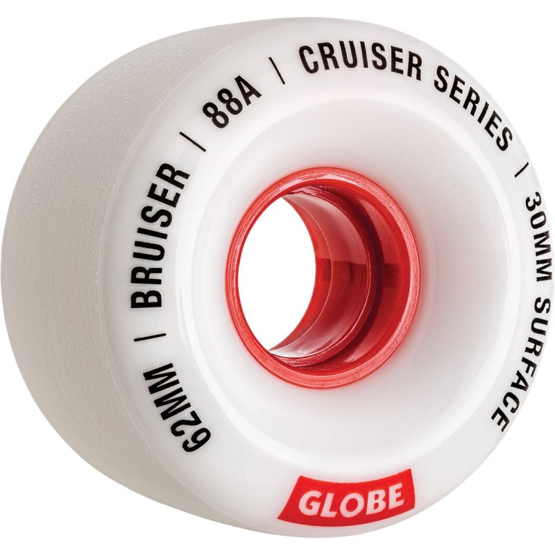 Globe Bruiser White Red 62mm 88a - Cruiser Skateboard Wheels Globe Bruiser White Red 62mm 88a - Cruiser Skateboard Wheels