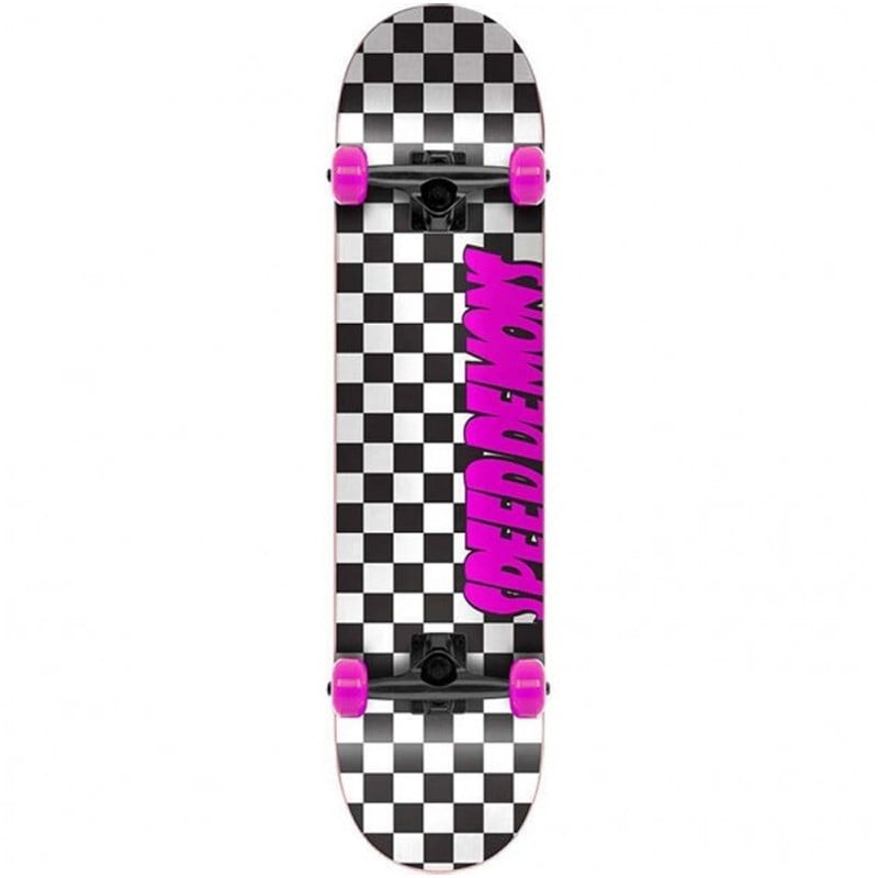 Speed Demons Checkers Black/Pink 7.75" Skateboard Complete
