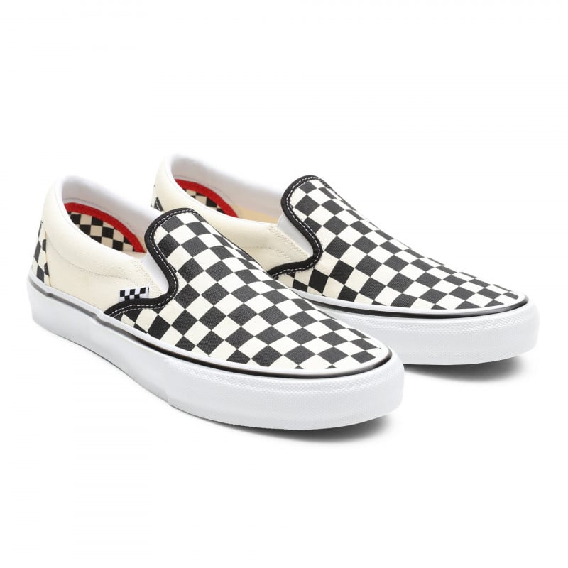 black checkered slip on vans