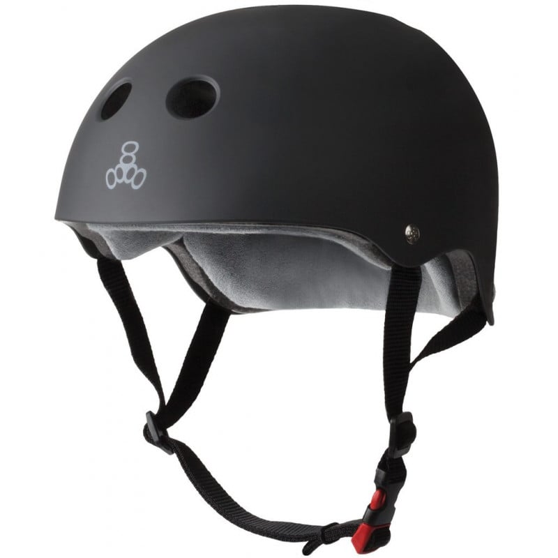 Triple Eight Sweatsaver Liner Skateboarding Helmet All Black Rubber Medium