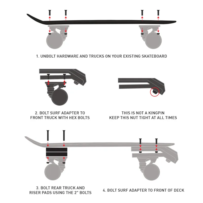 Waterborne Surfskate Eje Adapter