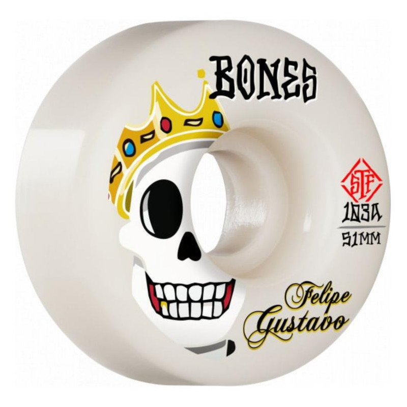 Bones STF Gustavo Gold Chainz V1 Skateboard 53mm 103A Skateboard Ruote