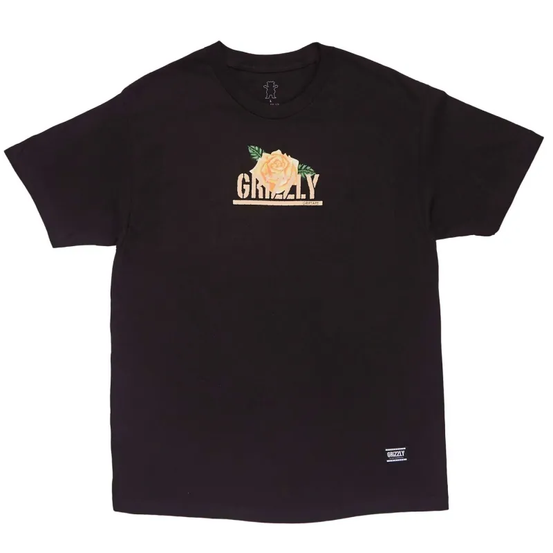 Grizzly Peach Rose T-Shirt Black