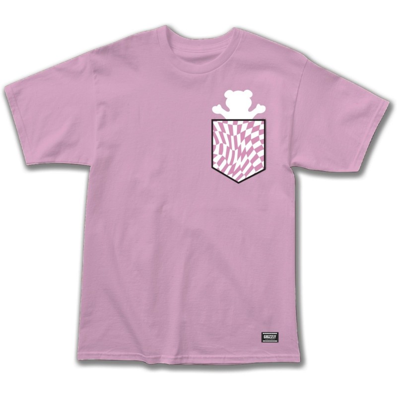 Grizzly Trippy Checkerboard Pocket T-Shirt Pink