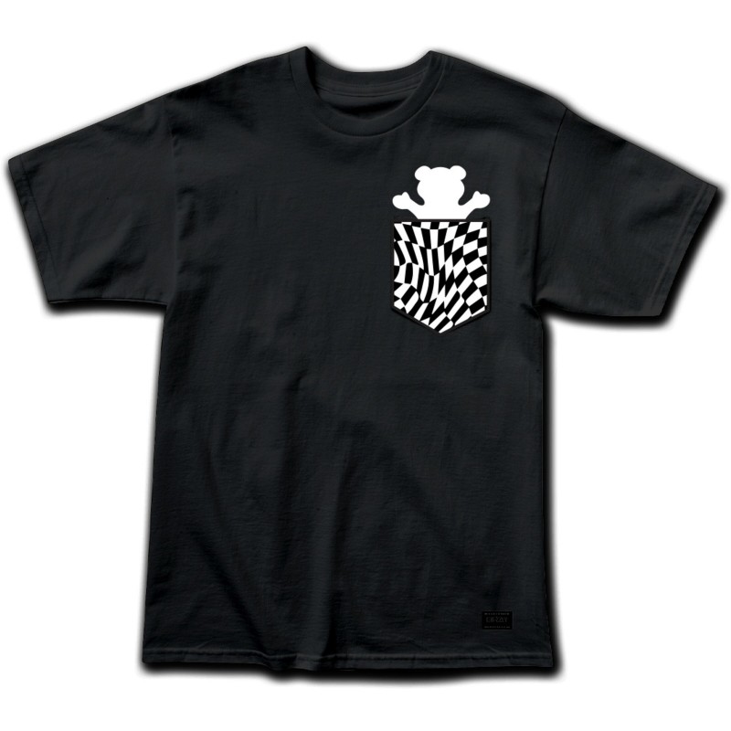 Grizzly Trippy Checkerboard Pocket T-Shirt Black