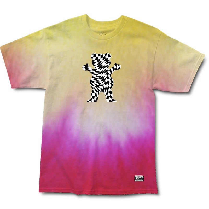 Grizzly Trippy Checkerboard OG Bear T-Shirt Tie Dye