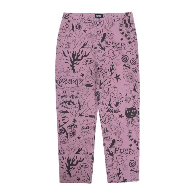 RIPNDIP We Don't Care Pants Mauve