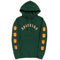 Spitfire Old E Bighead Fill Sleeve Hoodie Dark Green/Gold