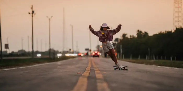 Street with a Girl on a Longboard