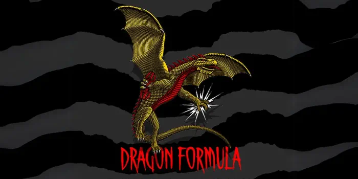 A Dragon on a black and grey background